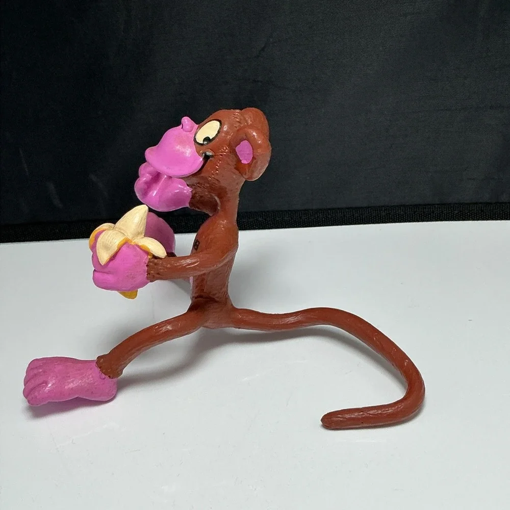 VINTAGE 1970s German Hoechst AG Promo Bendy Monkey Toy Figure Pink Face Banana